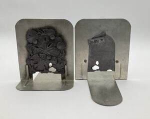 Vintage 1980 Metzke Pewter Sand Dollar Bookends Nautical Coastal Beach Decor